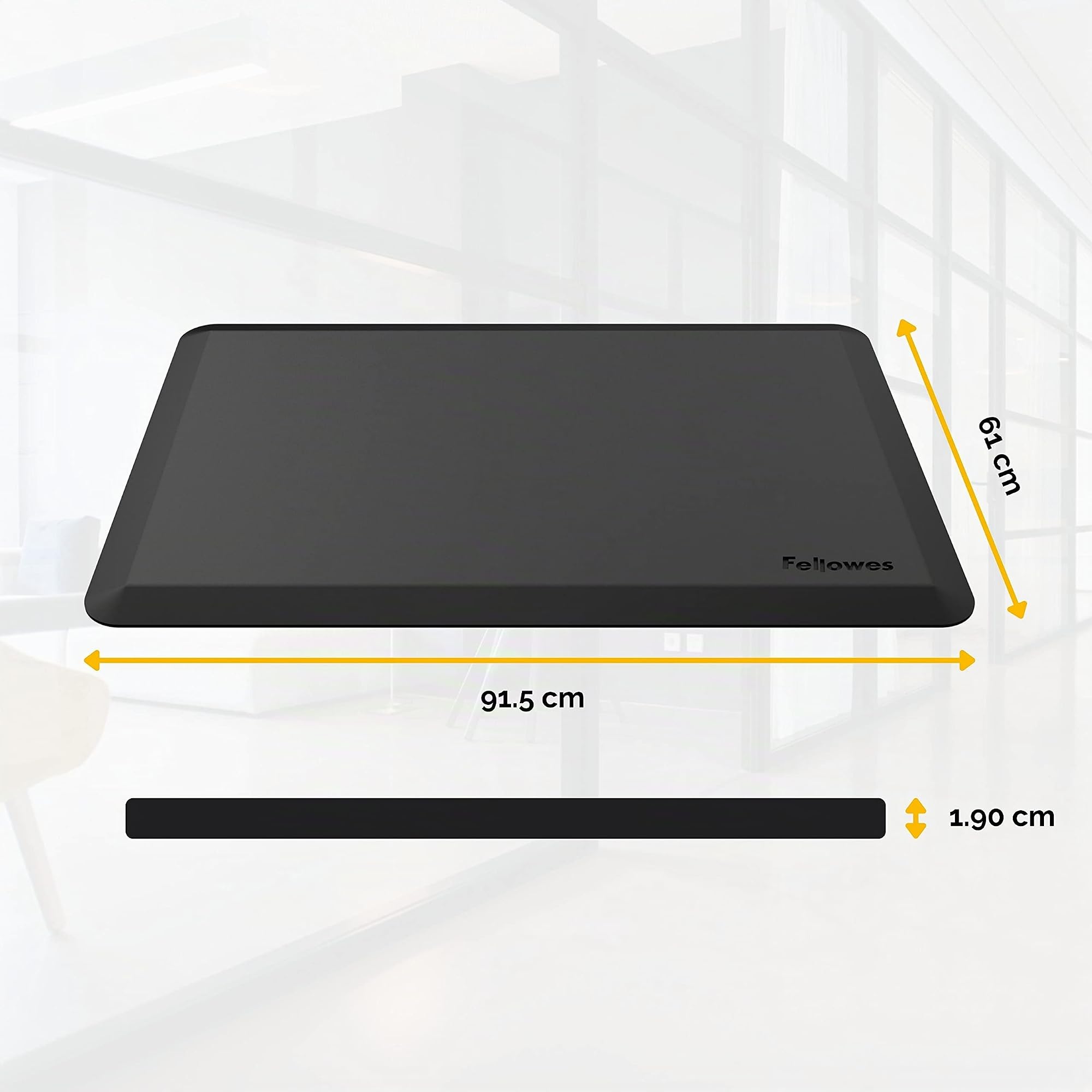Fellowes - Alfombra ergonómica antifatiga, para trabajar de pie, compatible con mesas regulables en altura, color negro