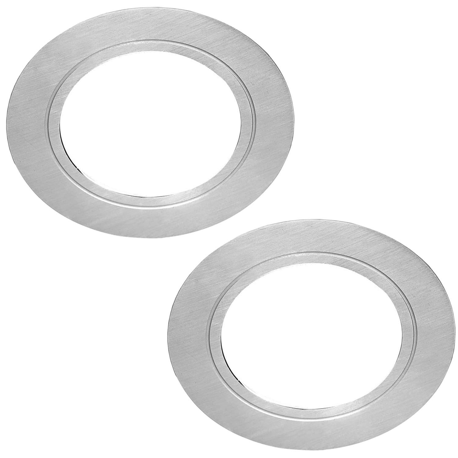 2 Pack | Bright 2.6W LED Under Cabinet Spot Lights & Driver Kit | Stainless Steel & Warm White | Recessed Flush Mounted Fitting | Kitchen Worktop Counter Cupboard Down Light | Modern Round Lighting