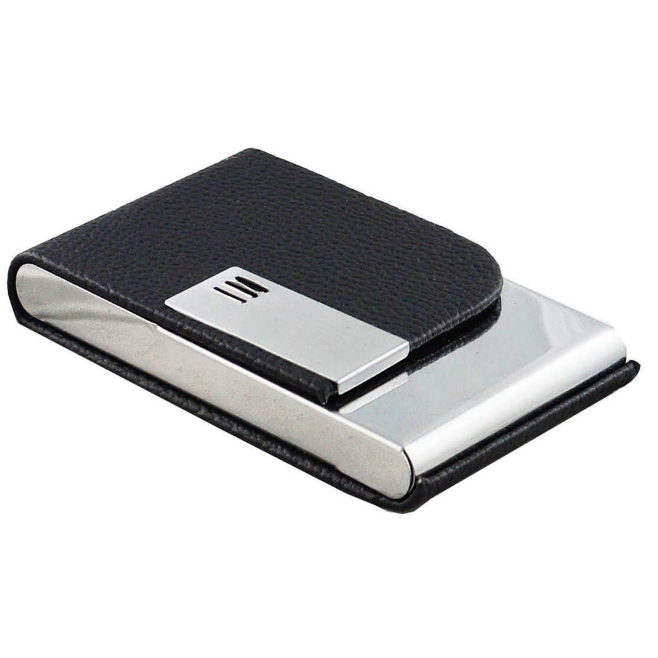 Premium PU Leather Stainless Steel Card Holder Wallet for Men & Women | Slim Visiting, Debit & Credit Card Case | Pocket Size Business Card Holder with Magnetic Closure (Classic Black)-image-28