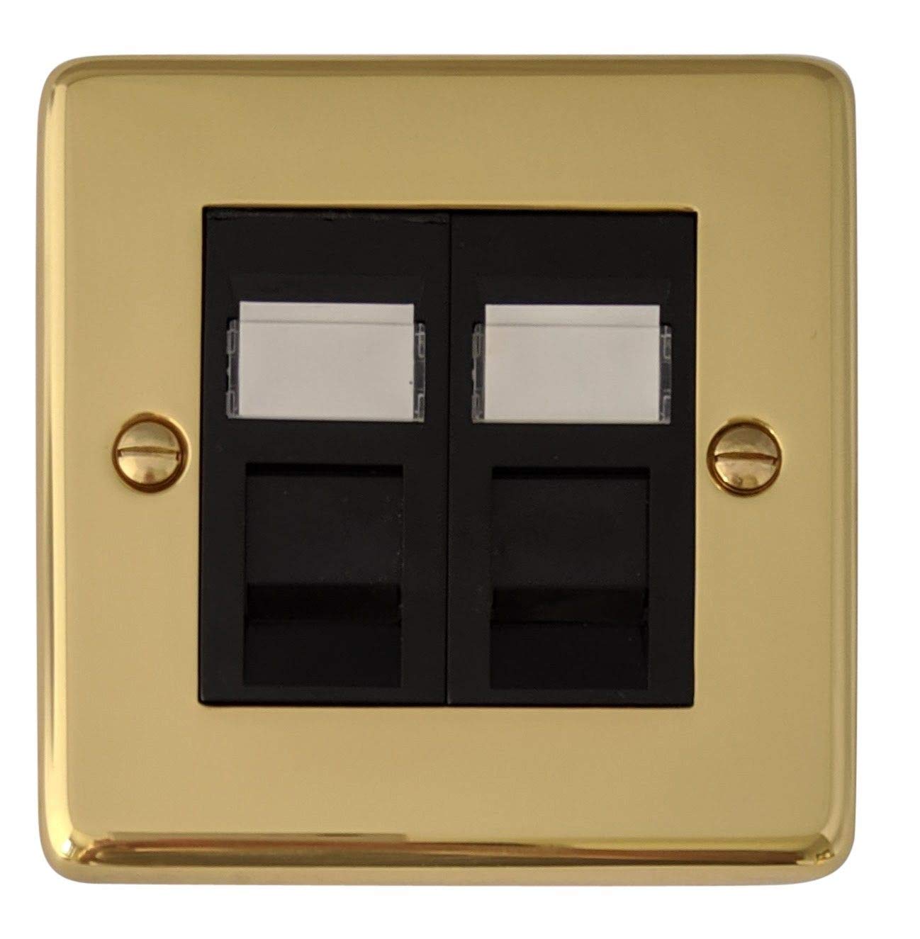 G&H Brassware G&H Cb62b Standard Plate Polished Brass 2 Gang Rj45 Cat5e Data Socket Point