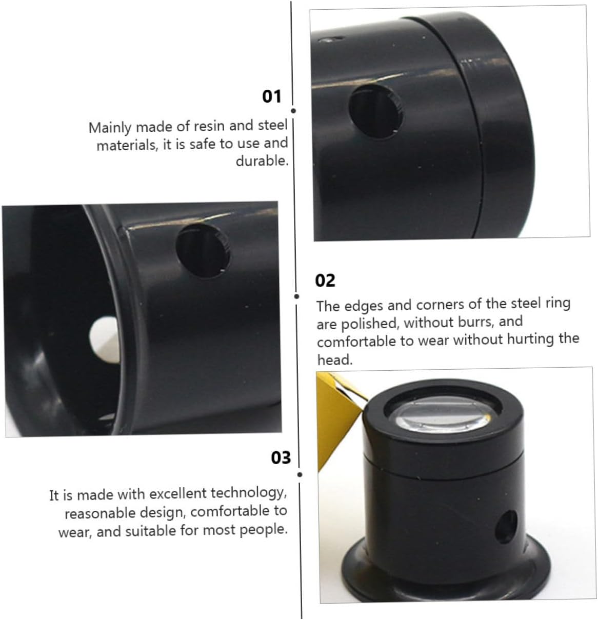 STOBOK 3sets Headband Magnifier Glasses for Watchmakers Construction Hands Loupe for Jewelry Stamps and Antiques Lenses Included