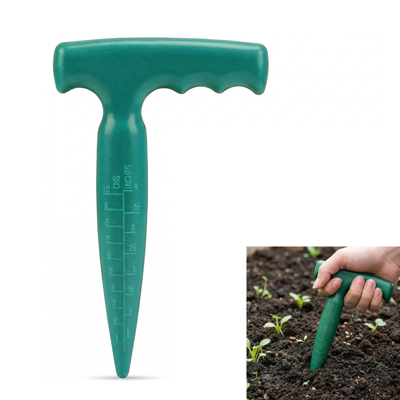 Plantoir à Bulbes avec Poignée en T Ergonomique, Plantoir Jardinage Manuel avec Mesure de Profondeur, Outil de Jardinage pour Bulbes, Semis, Fleurs & Légumes, Outil à Bulbes