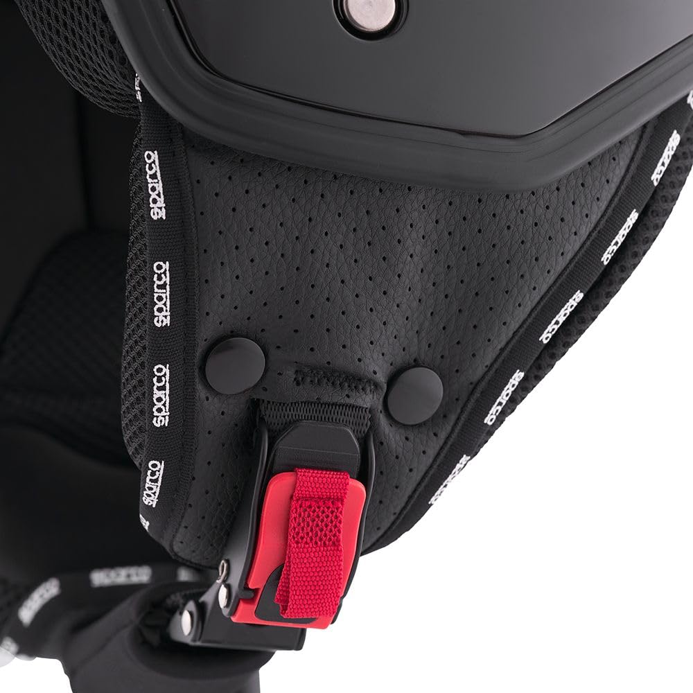 Sparco Casco Demi-Jet con Visera para Motocicletas en Color Negro Metalizado con Carcasa de ABS Talla XS