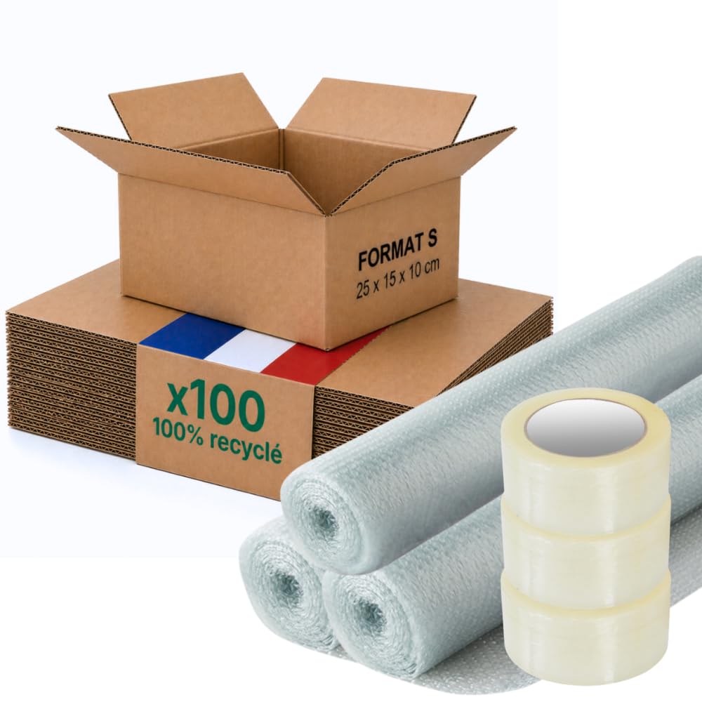 Opakowanie kartonowe S, zestaw 100 folii bąbelkowej + klej, 25 x 15 x 10 cm, wzmocniona, biżuteria, telefony, e-commerce Life Pack