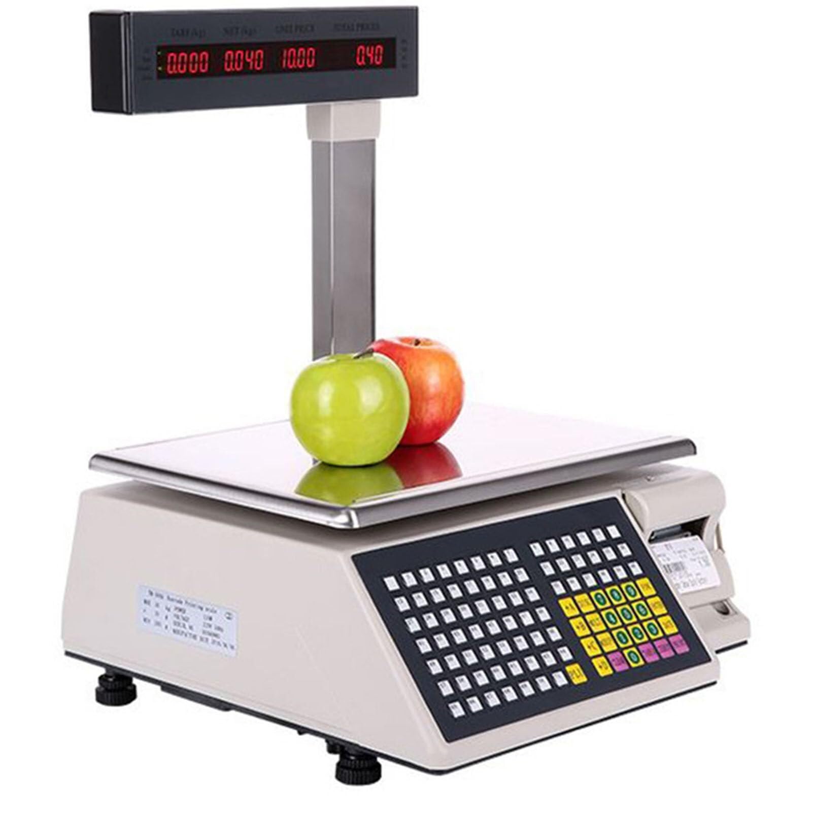 MYUYEE Commercial Digital Price Label Printing Scale, Weighing & Receipt Printer For Supermarkets & Retail Stores, 30Kg Capacity, Double-Sided Lcd Display, Thermal Printer (15Kg)