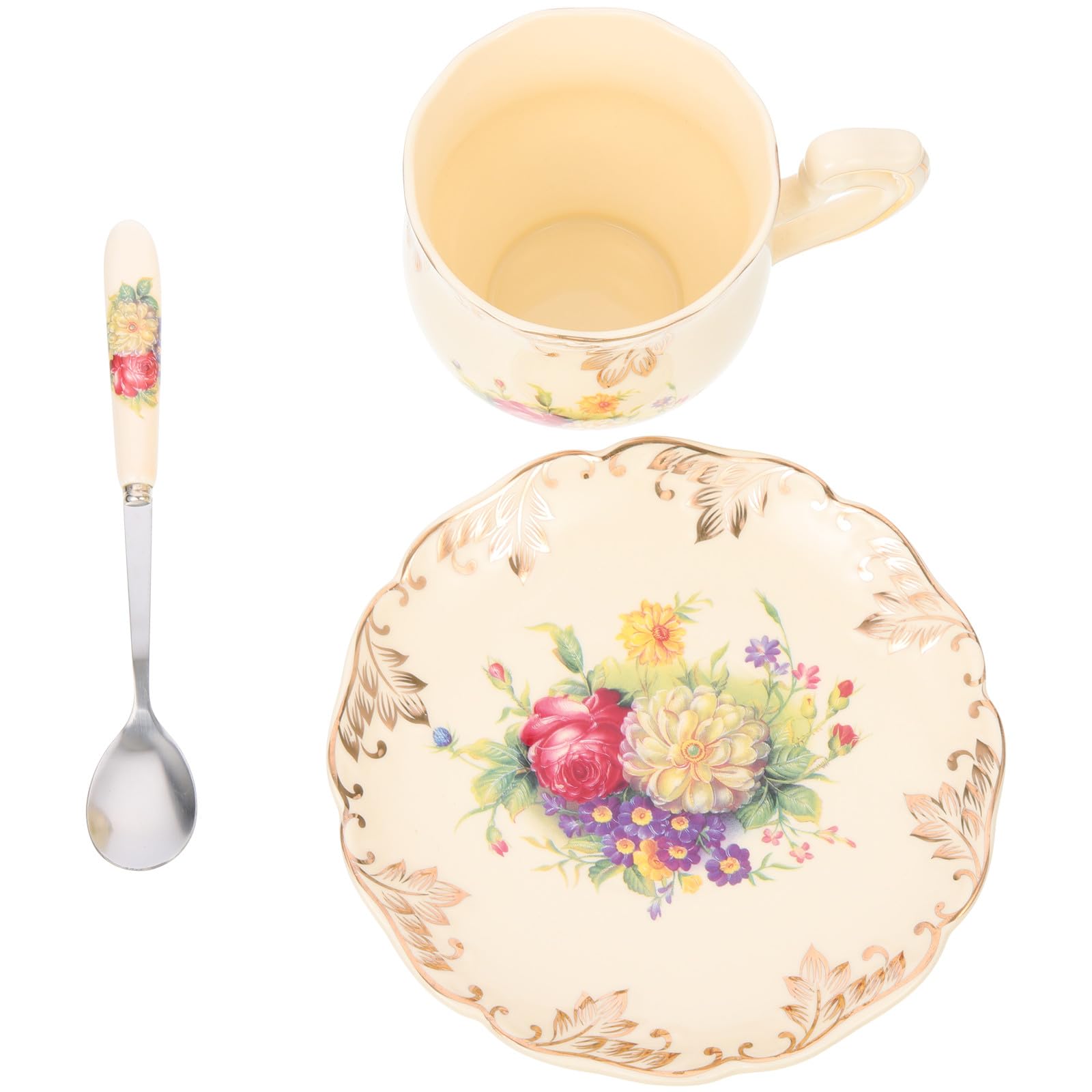 Teetassen Satz mit 1 Keramik Untertasse Retro 250ml
