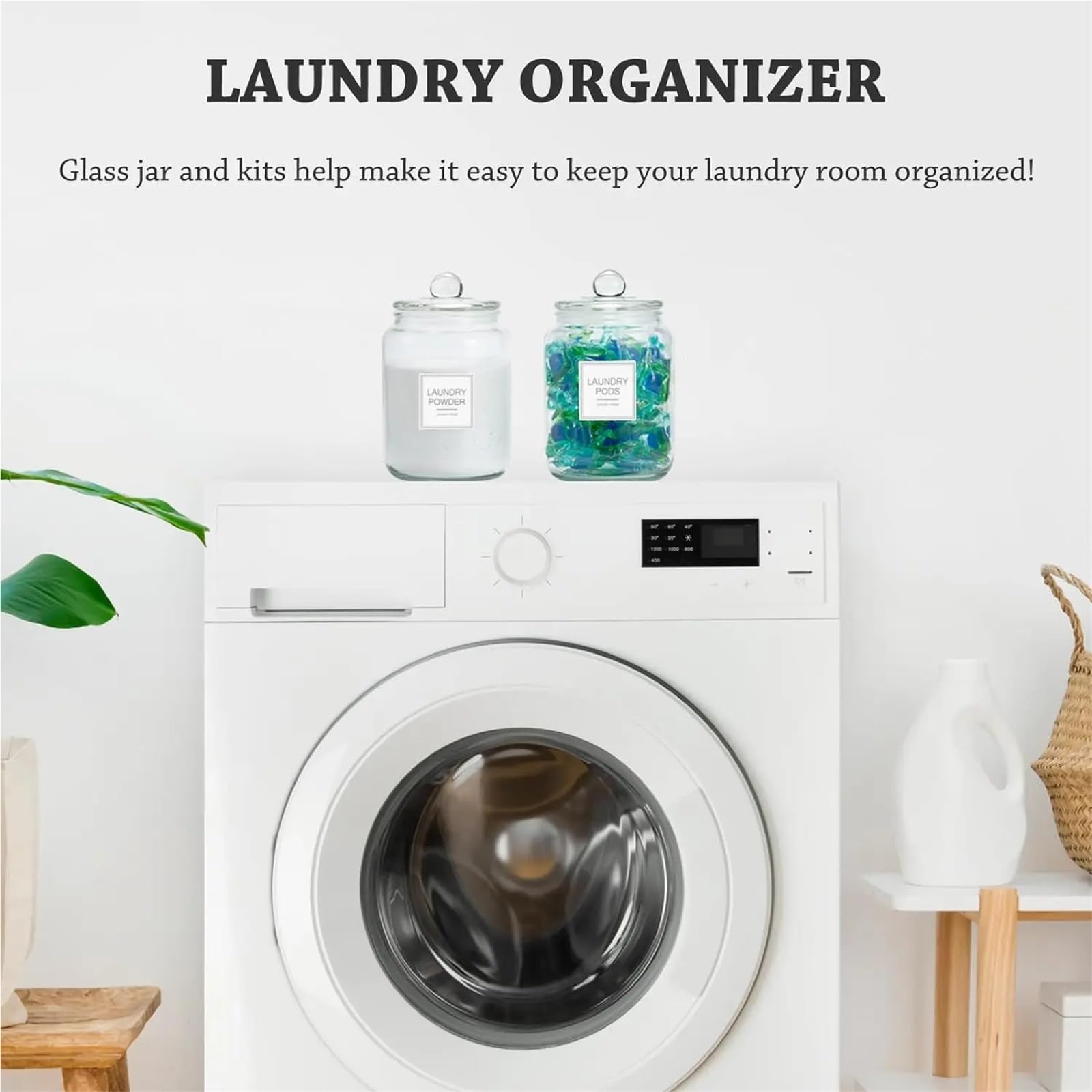 Vainas de lavandería Frascos vidrio Contenedores herméticos for organización y almacenamiento Detergentes en polvo for lavadero Para el cuarto de lavado(1PCS)