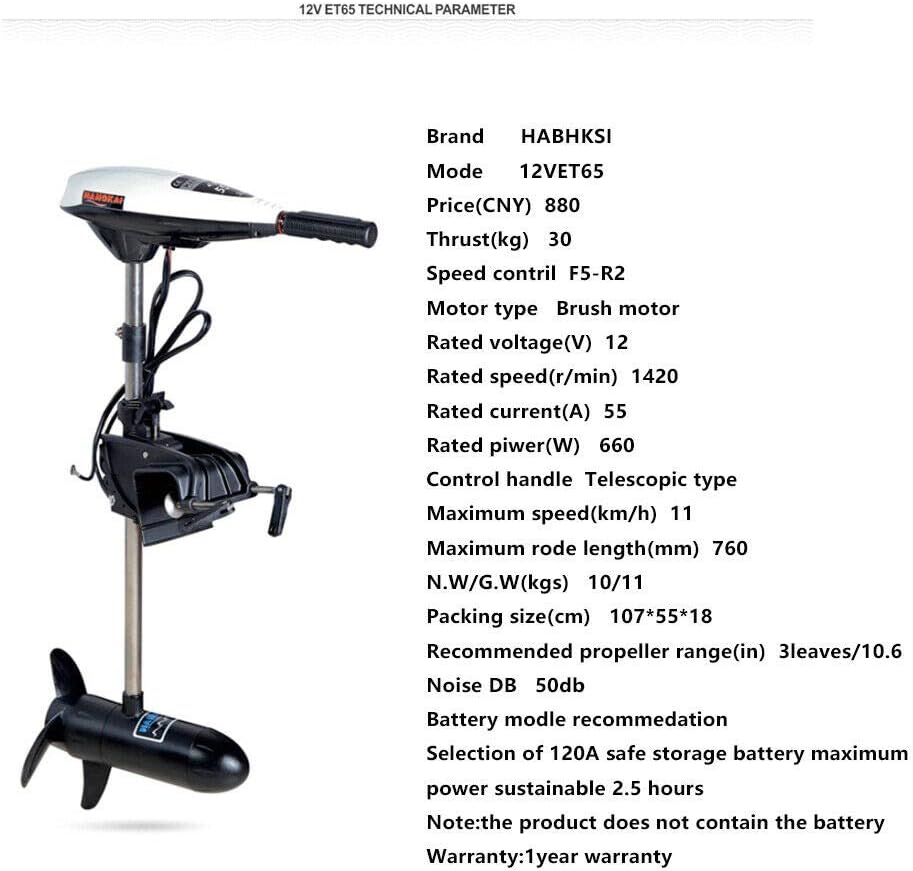 Buy Electric Outboard Trolling Motors, 65LBS 12V Electric Outboard