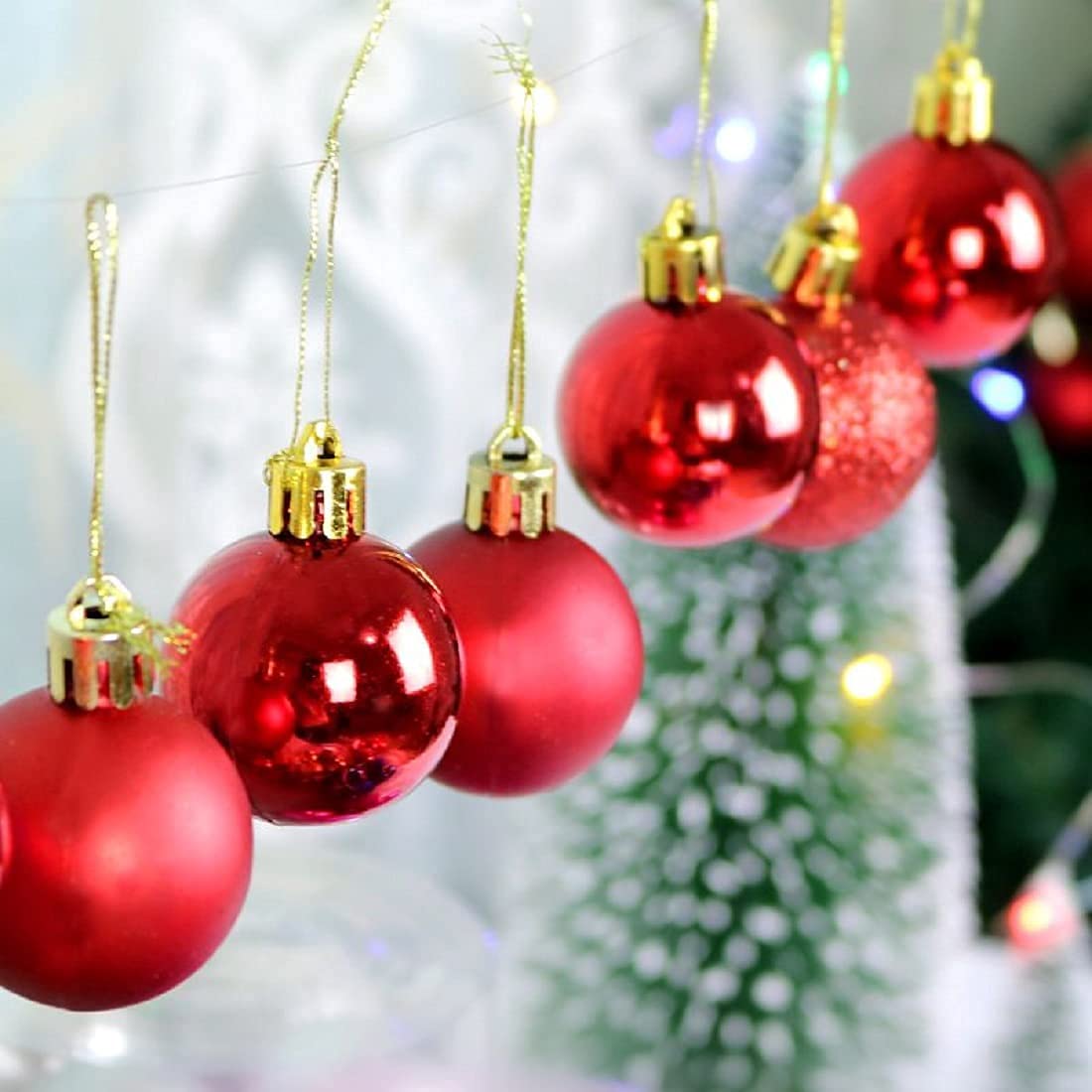 Lot De 48 Boules Décoratives En Plastique Pour Sapin De Noël