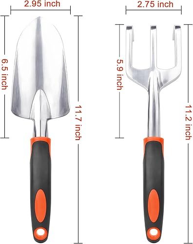 Miniatura 2 de Juego de herramientas de jardín, paquete de 2 herramientas de jardinería resistentes, incluye pala de jardín y herramienta de garra de rastrillo de