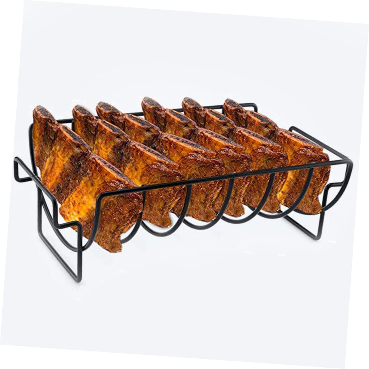 Griglia per barbecue – Rete da campeggio all'aperto per barbecue, 35 x 11,5 x 19,5 cm, perfetta per ali di pollo e verdure, accessorio da cucina nero