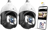 Vista 1 de SYMYNELEC 5GHz/2.4GHz Light Bulb Security Camera Outdoor Waterproof 2.5K, 5G Dual Band WiFi Light Socket Security Camera with AI Human Motion