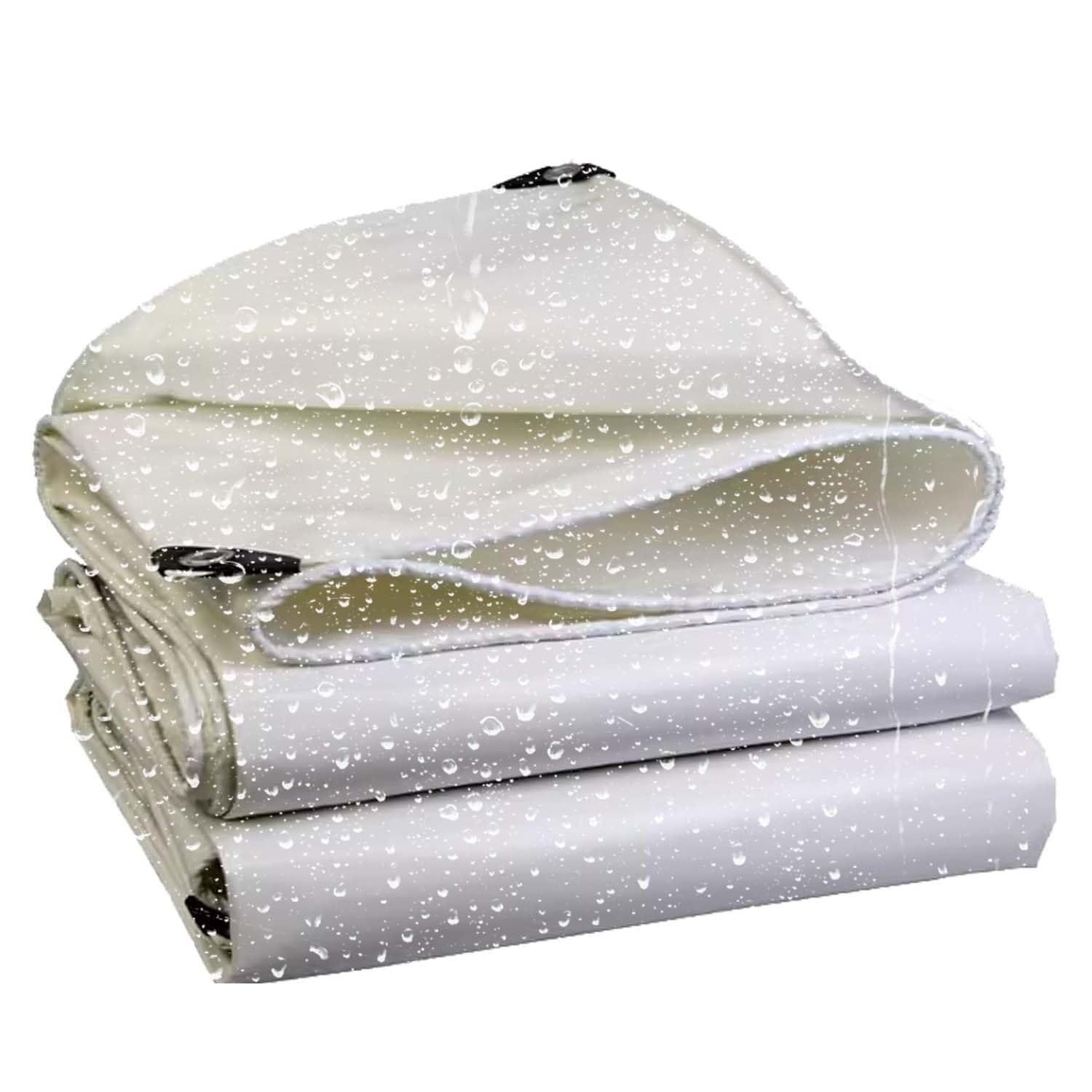 Ffsaacol Heavy Duty Tarp, Tarps Waterproof Tear Resistant, Tarpaulin With Grommets and Reinforced Edges, Double-Sided Waterproof, for Roof, Camping, Pool Cover White, 13x20ft/4x6.1m