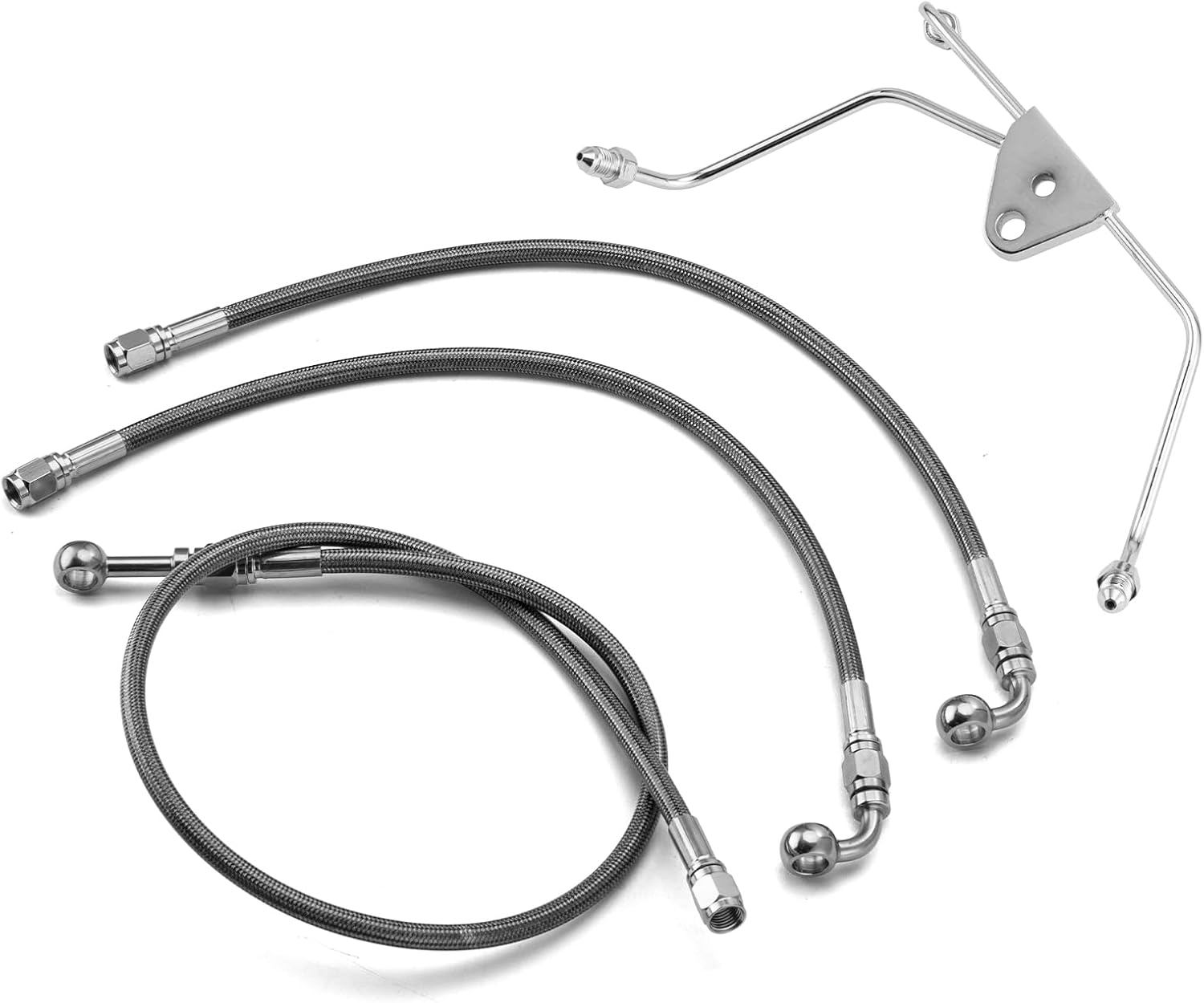 Mofun 45" Extended Length Hydraulic Stainless Steel Front Brake Line Kit Non-ABS Compatible with Harley Touring Street Glide Road Electra Glide Road King 2008-2013, Fit 12"-14" Handlebar Black
