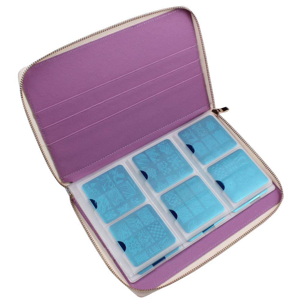 Holografische Nagelplatten-Halterung, 72 Fächer, Stempelvorlagen, Organizer, Einzelhandels- und quadratische und runde Druckformen, Sammlung, Maniküre-Werkzeug-Zubehör (Silber)