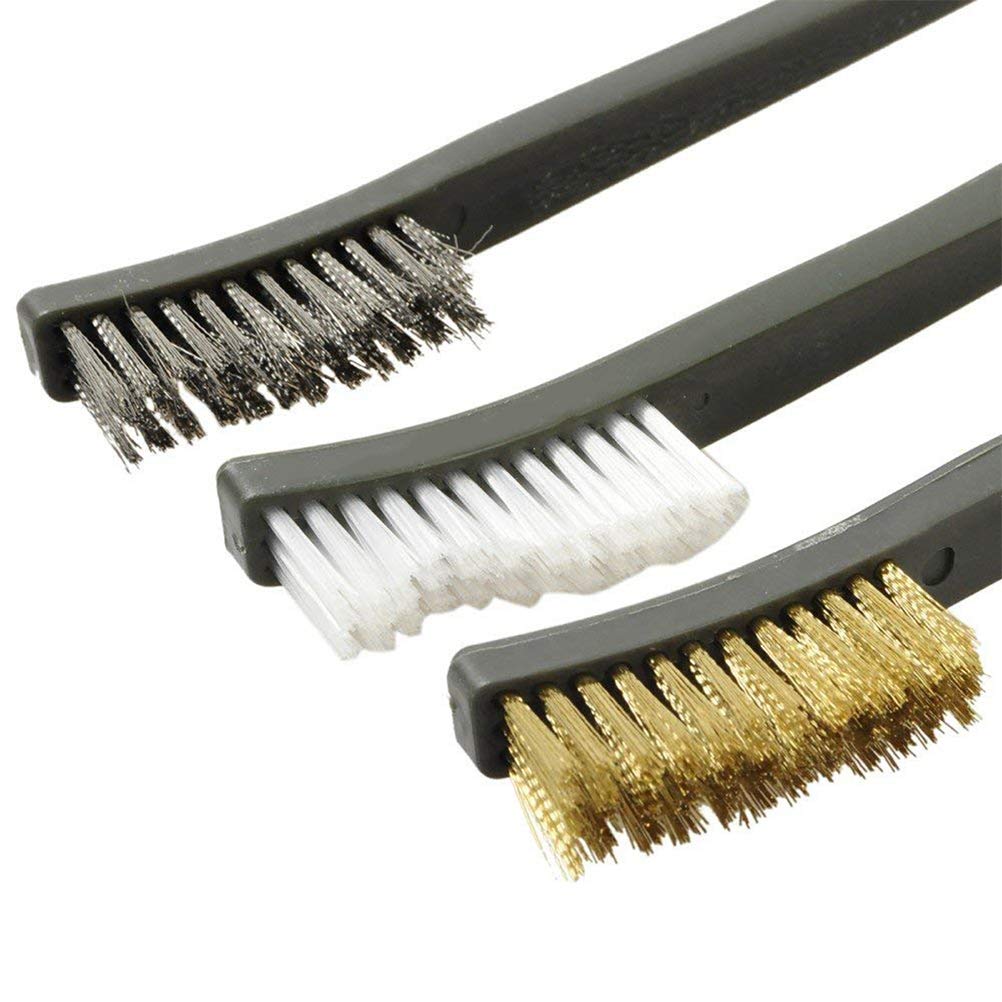 Kikumi Kit Universal de Limpieza de Armas 3pcs Cepillo de Alambre de Acero y 4pcs Nylon Pick Accesorios Tácticos de Armas Tácticas Herramienta de Limpieza (Negro)