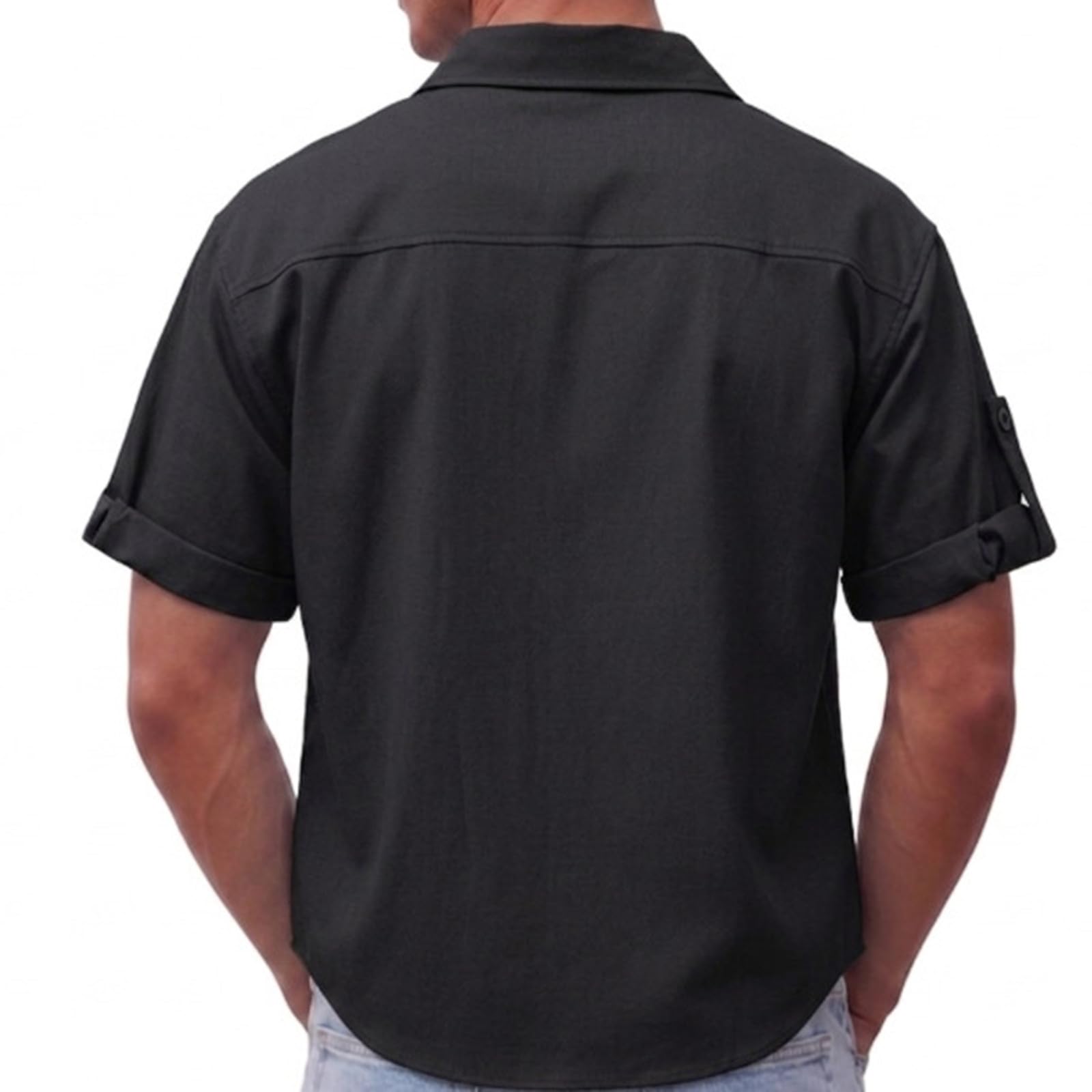 Camicia Maniche Corte Uomo, Camicia Manica Corta Uomo Camicia Cargo Elasticizzata A ManichCortAttività All'Aperto Colletto Buttondown Campeggio Viaggi Prestazioni Praticità Avventura Leggera