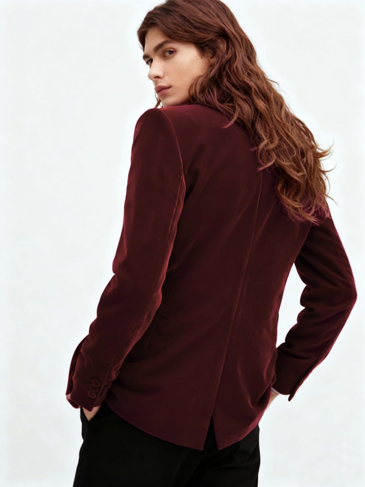 Blazer en velours pour femme avec un bouton pour l'hiver, l'automne, le printemps, le travail, le bureau