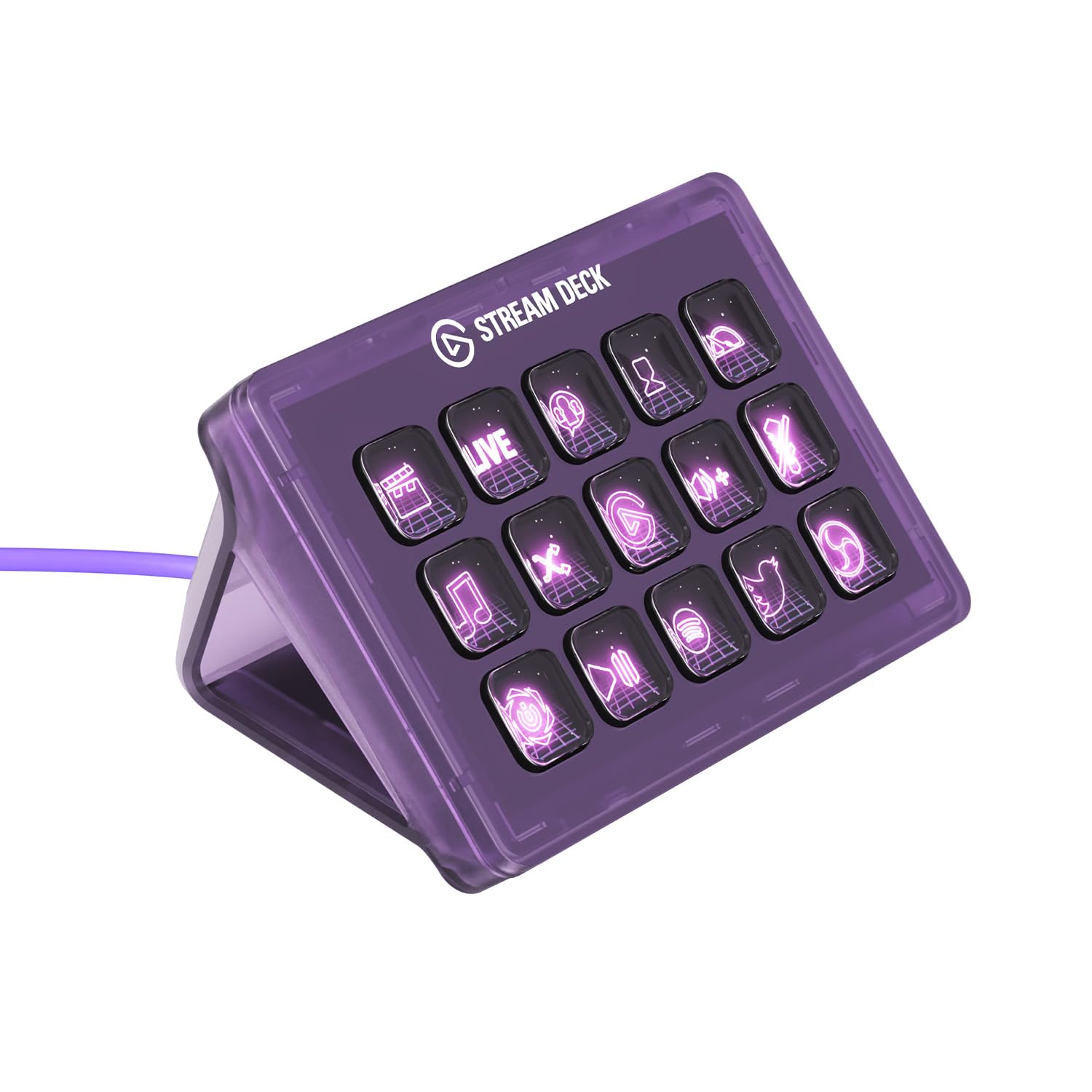 ElgatoStream Deck MK.2 Atomic Purple (Limited Edition) - Studio Controller, 15 Macro Keys, Trigger Action in Apps and Software such as OBS, Twitch, YouTube and Others for Mac and PC
