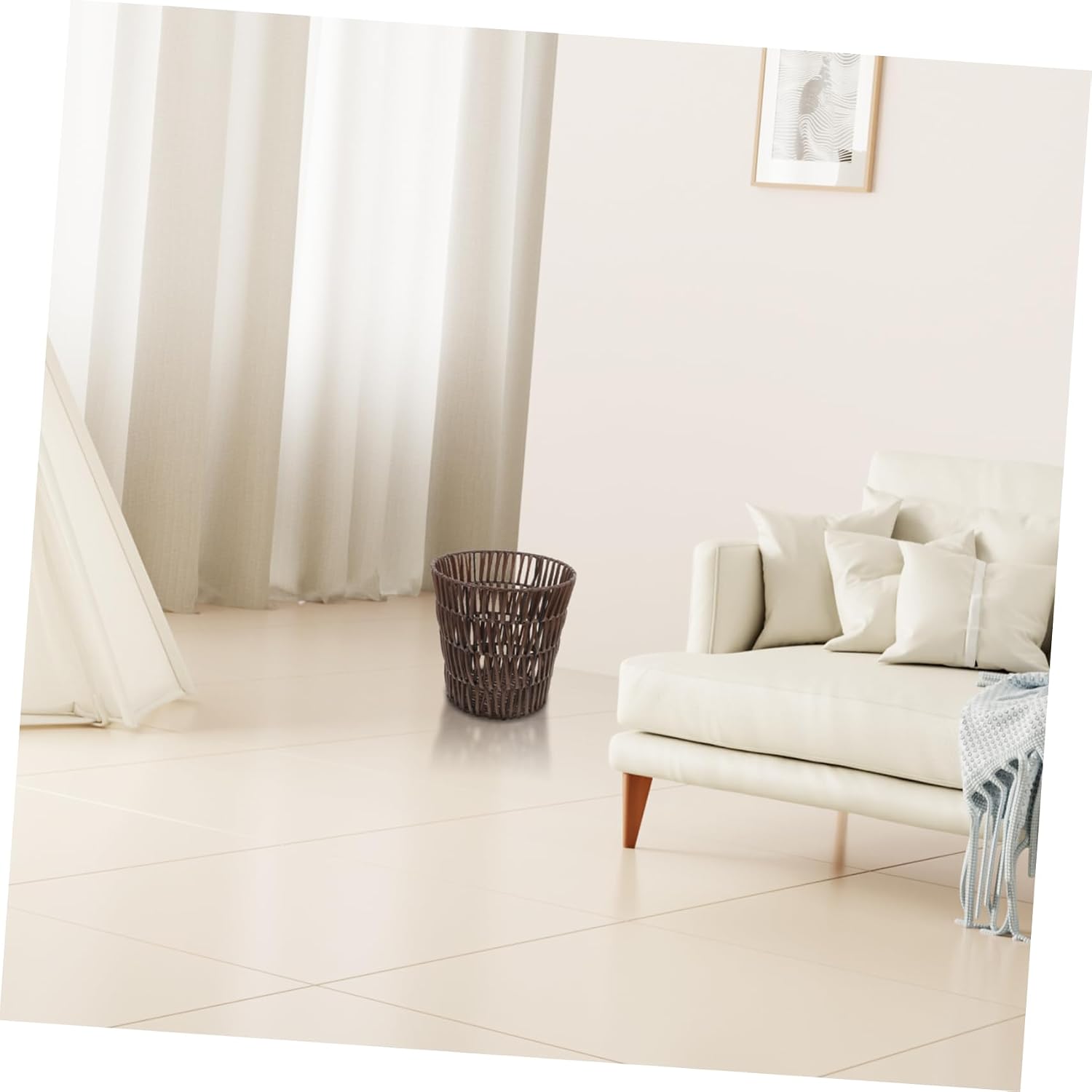 Woven Trash Can Lightweight Multipurpose Wastebasket for Household Use for Bedrooms Laundry Rooms and Offices Design