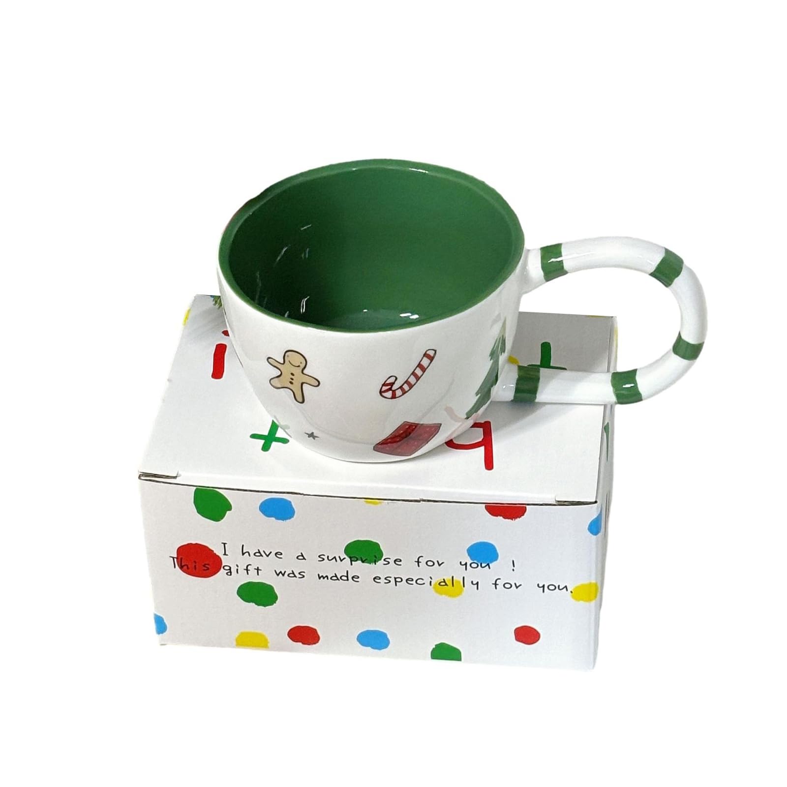 350 ml - 12 oz Creative Cartoon W Mug Noël Céramique Tasse à café - Vert - 350 ml