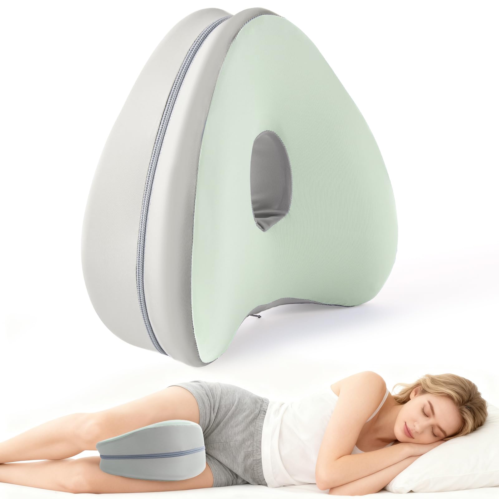 Dioxide Kniekissen für Seitenschläfer Beinkissen Ergonomisches (Weiß) | Seitenschläferkissen Knie mit Memory Foam hüftkissen für Stützt Beine, Knie, Hüfte, Rücken und Schwanger mit abnehmbarem