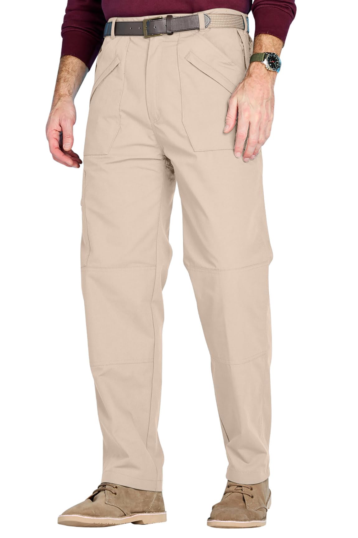 Chums Men's Multi-Pocket Water-Repellent Action Trouser Functional and Durable Pants Stone 46W / 29L