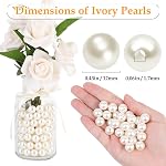 Pearl Perles pour l'artisanat, Anezus 200pcs Perles fausses d'ivoire, 12 MM Coudre Pearl Perles avec trous pour la fabrication de bijoux, bracelets, colliers, cheveux, artisanat, décoration et vase