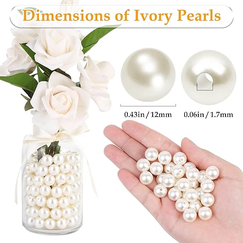 Vista 24 de anezus - Cuentas de perlas para manualidades, 2000 perlas falsas color marfil, cuentas pequeñas de 0.157 pulgadas (0.157 in) con agujeros