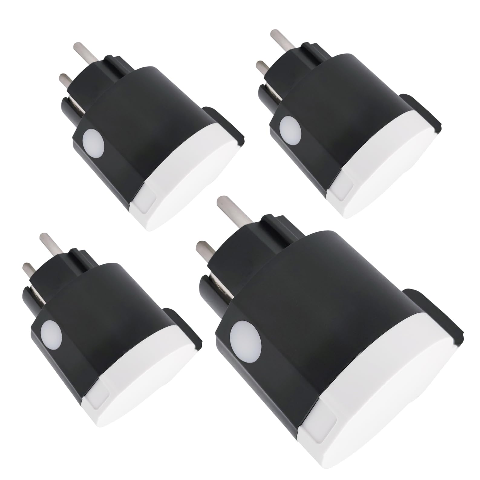 LED ATOMANT 4x WLAN Steckdose Außen Rund Schwarz 16A IP44 Smart Life App | Kompatibel mit Alexa und Google Assistant, Smart Life- und Tuya-App