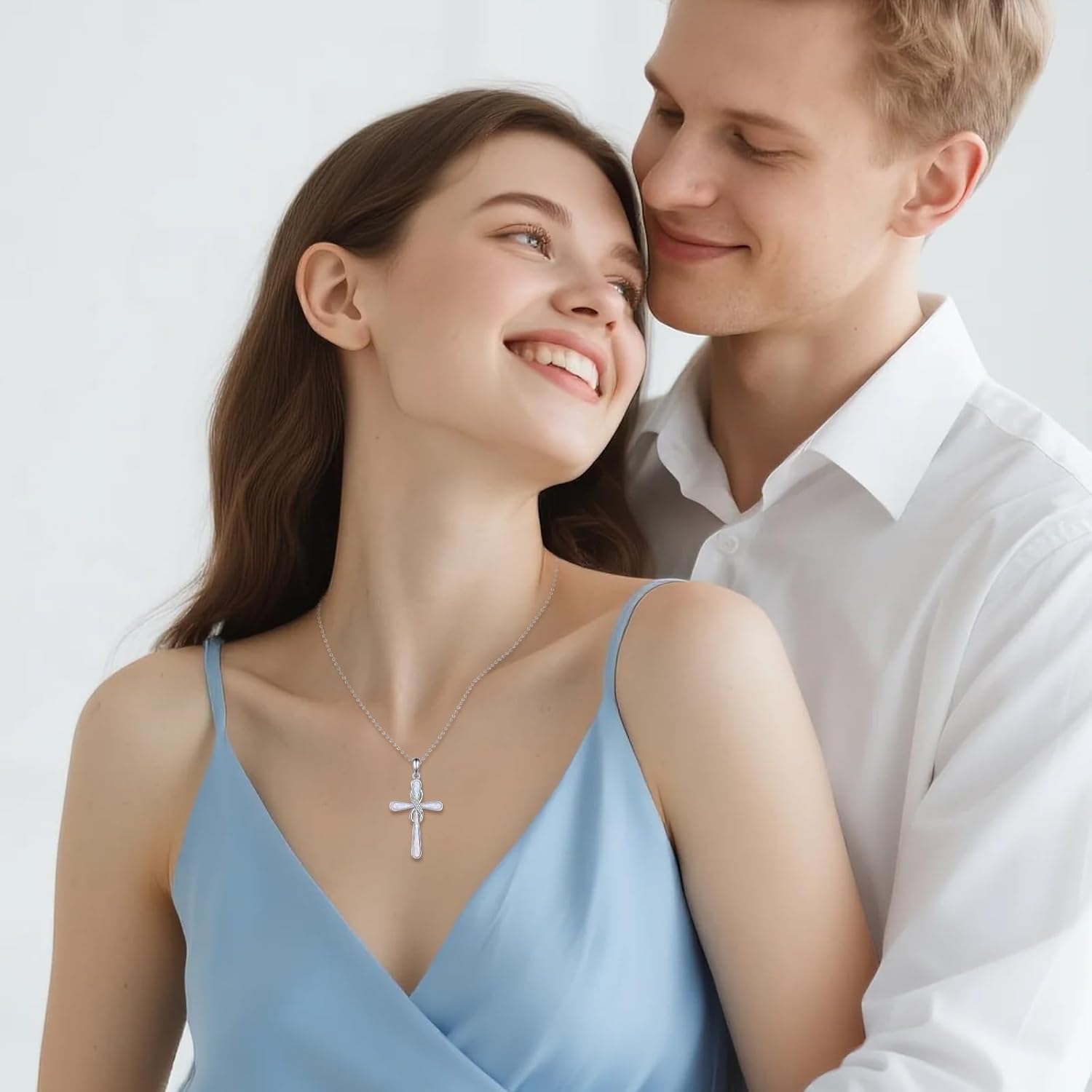 LUHE Cross Necklace for Women Sterling Silver Cross Pendant Necklace Opal Jewelry Religious Jewelry Christian Gifts - Image 4