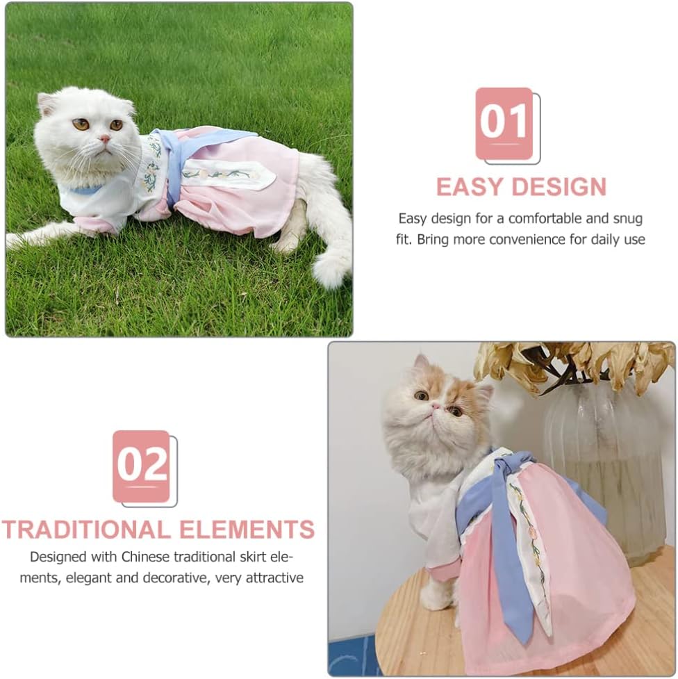 Balacoo Comfortable Materials Cat Hanfu Skirt Pet Clothing Dog Dress Festive Cat Suit