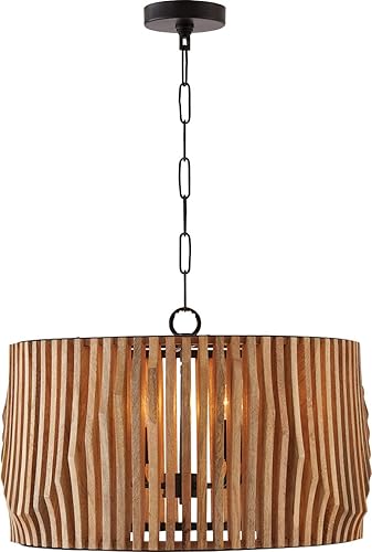 Capital Lighting 344642WK Archer - Lámpara de techo moderna hecha a mano con tambor de madera de mango, 4 luces, 240 vatios en total, 15 pulgadas de