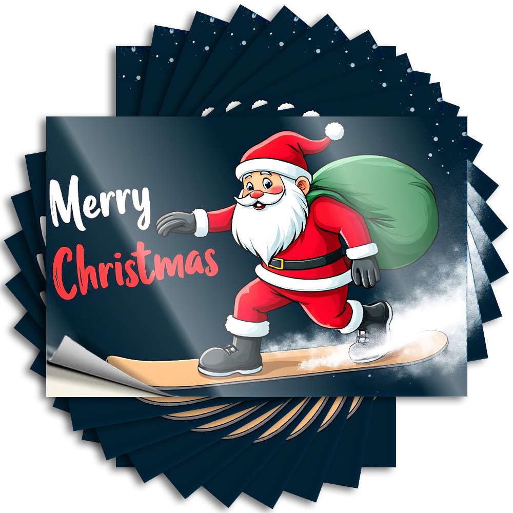 Decals Tiny Country Stuff Waterproof - Merry Christmas! Santa On Snowboard. Cover Self Adhesive Decal for Teen Use(12X18CM)