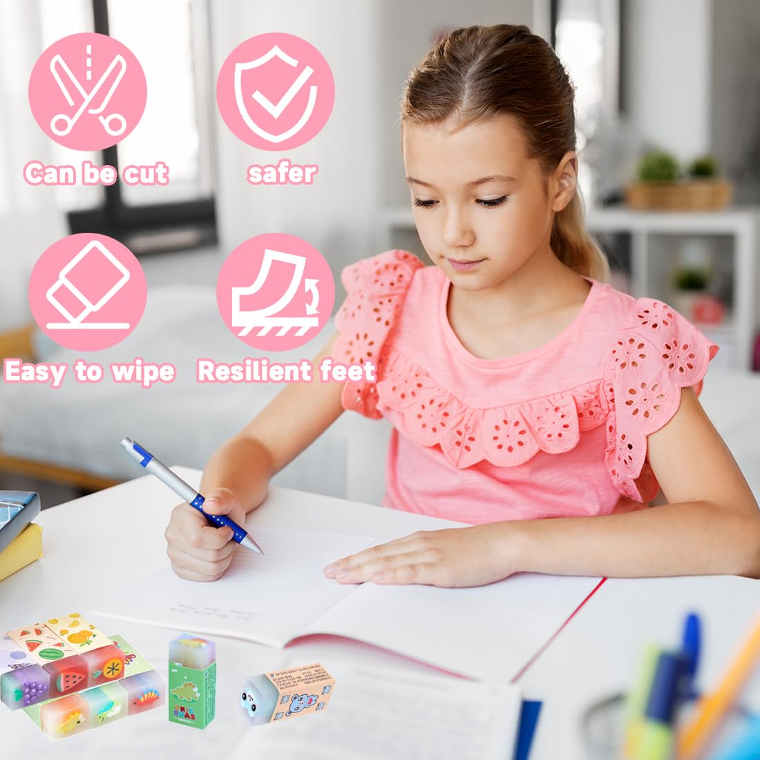 15 Pezzi Gomme da Cancellare per Bambini - con Motivo Divertente - 15 Stili Carini con Motivi Diversi - Ideali per Scuola, Ufficio e Regali per Studenti