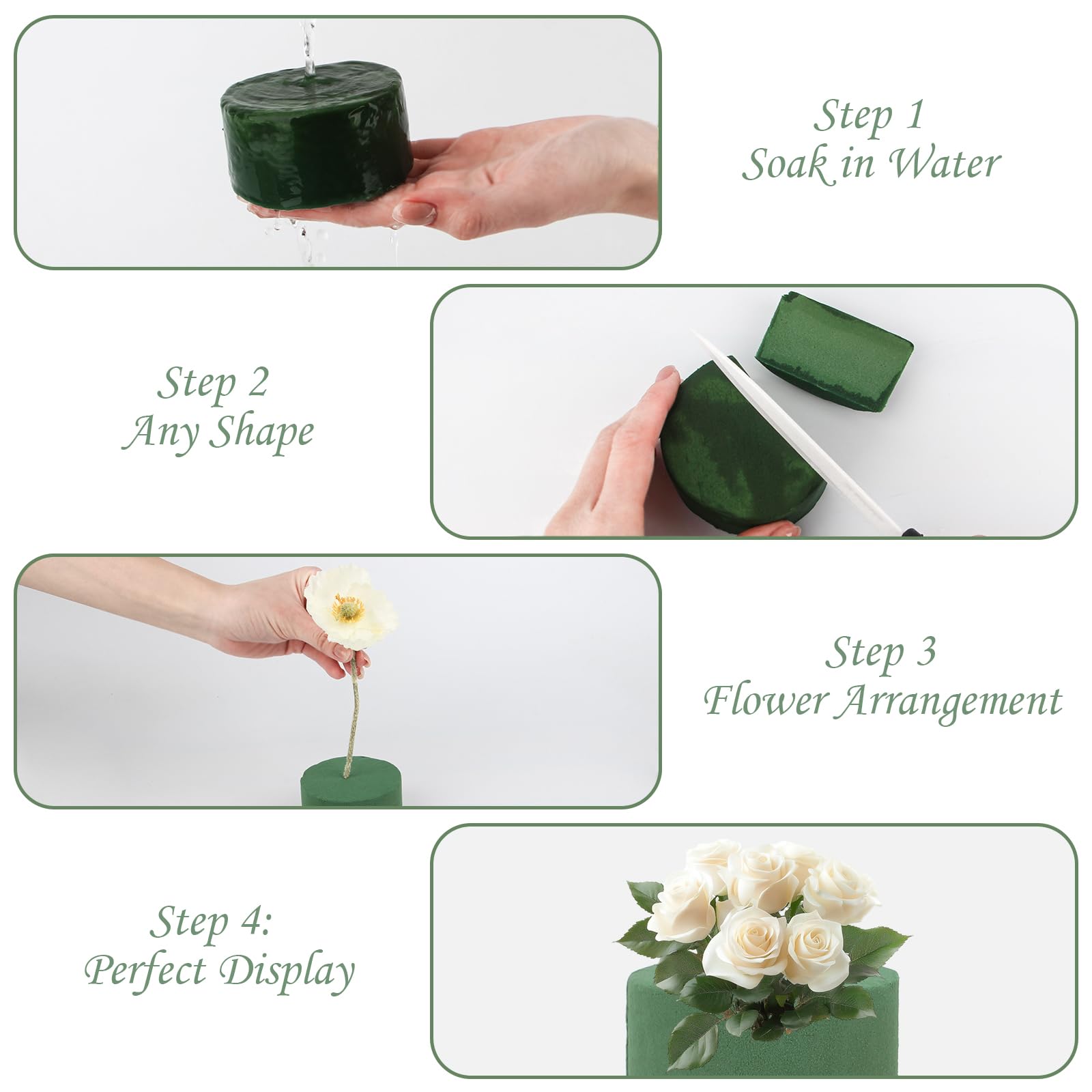 Minfuerang 6 Pezzi Schiuma Floreale 8x4 Cm, Cilindro In Spugna Floreale, Spugna Per Fiori Verde Per Fiori Secchi E Freschi, Per Feste, Casa, Matrimoni, Compleanni (6