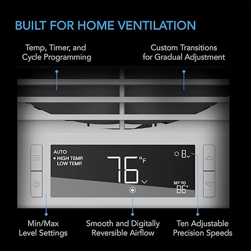 Miniatura 3 de AC Infinity Ventilador de habitación a habitación de 8 pulgadas, ventilador reversible de flujo de aire bidireccional a través de la pared con