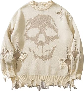 [COSYHARU公式]dope lettering knit long-sleeved Fall Fashion Knit Cardigan Y2K Skull Print Long Sleeve