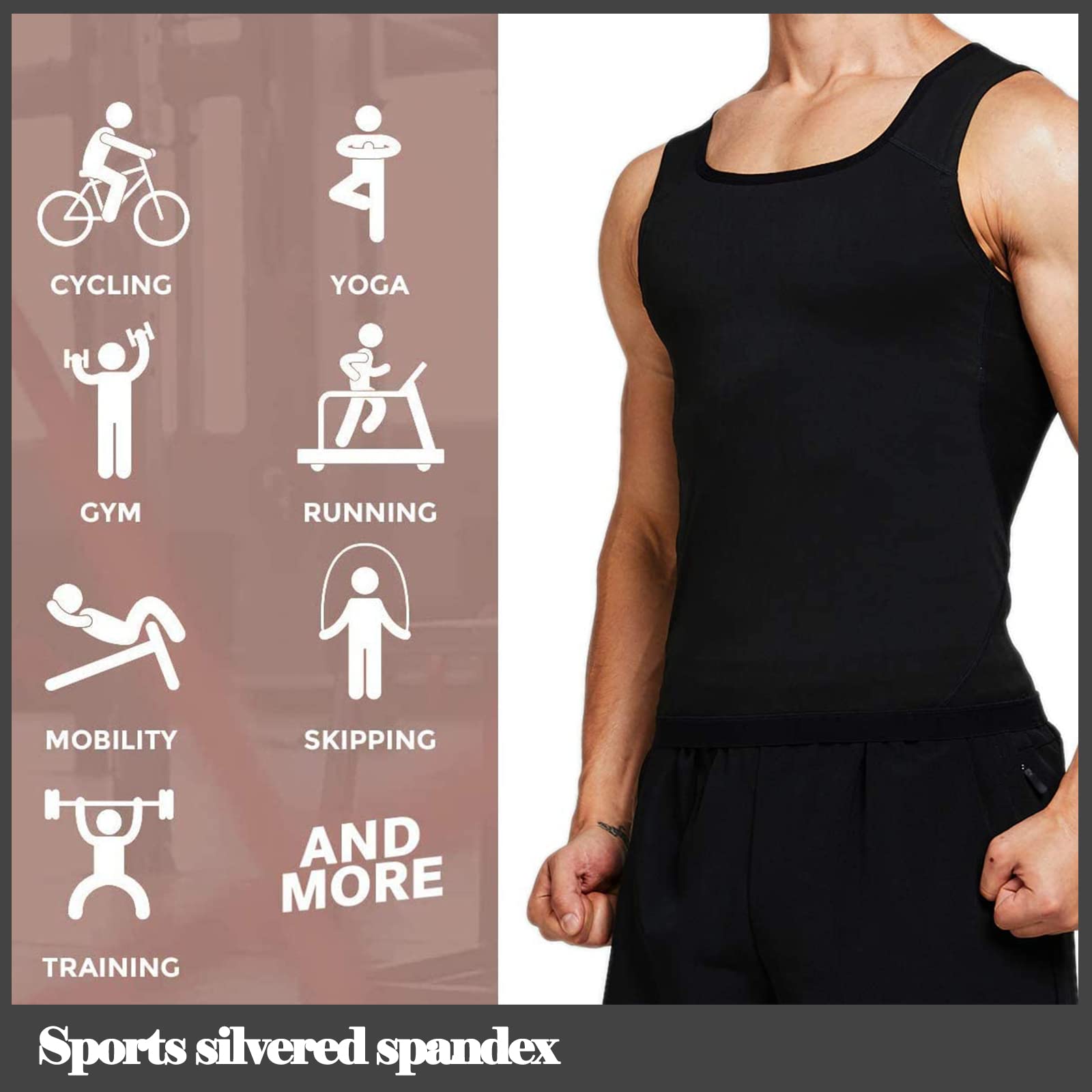 Canotta Dimagrante Uomo, Tute Dimagranti, Canottiera Dimagrante, Allenamento Aerobico, Shaper Workout (Nero L/XL)