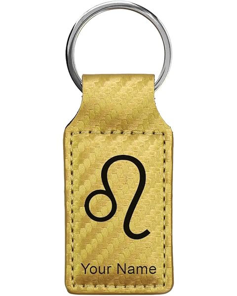 LaserGram Rectangle Keychain, Zodiac Sign Leo, Personalized Engraving Included