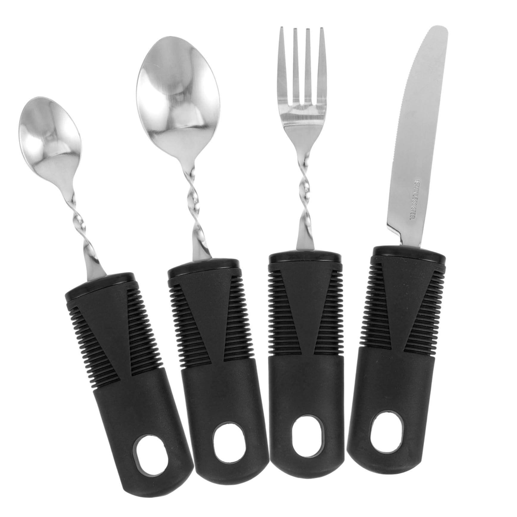 MUCKLILY Elderly Utensils Set 4pc Bendable Utensils Non-slip Handles for Seniors Disabled Easy to Use for Elderly Tableware