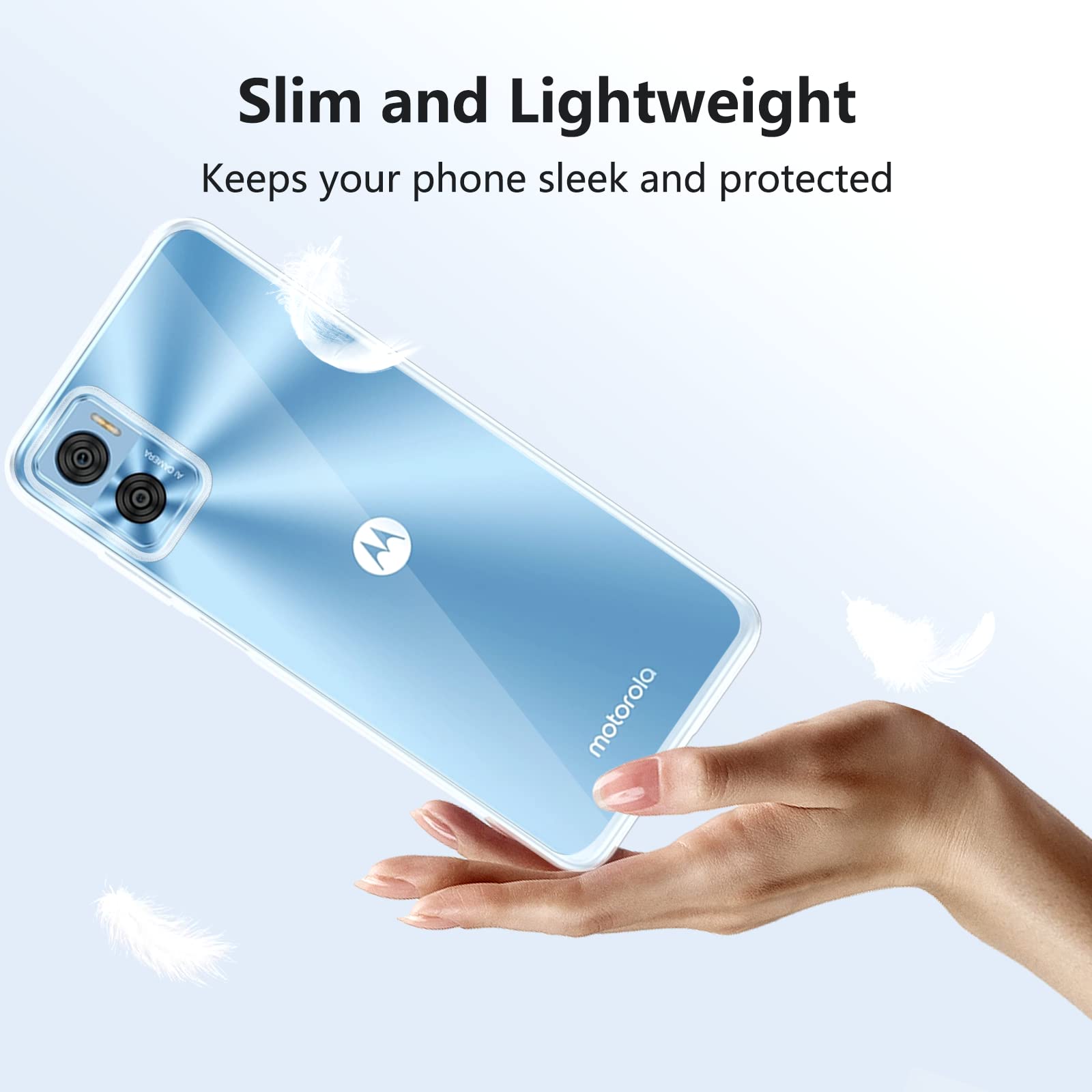 ROVLAK Case compatible with Motorola Moto E22/E22i Clear Ultra Slim Case Anti Yellowing Soft TPU Silicone Anti-Fingerprint Cover+Shockproof Case Full Body Protection - Image 2