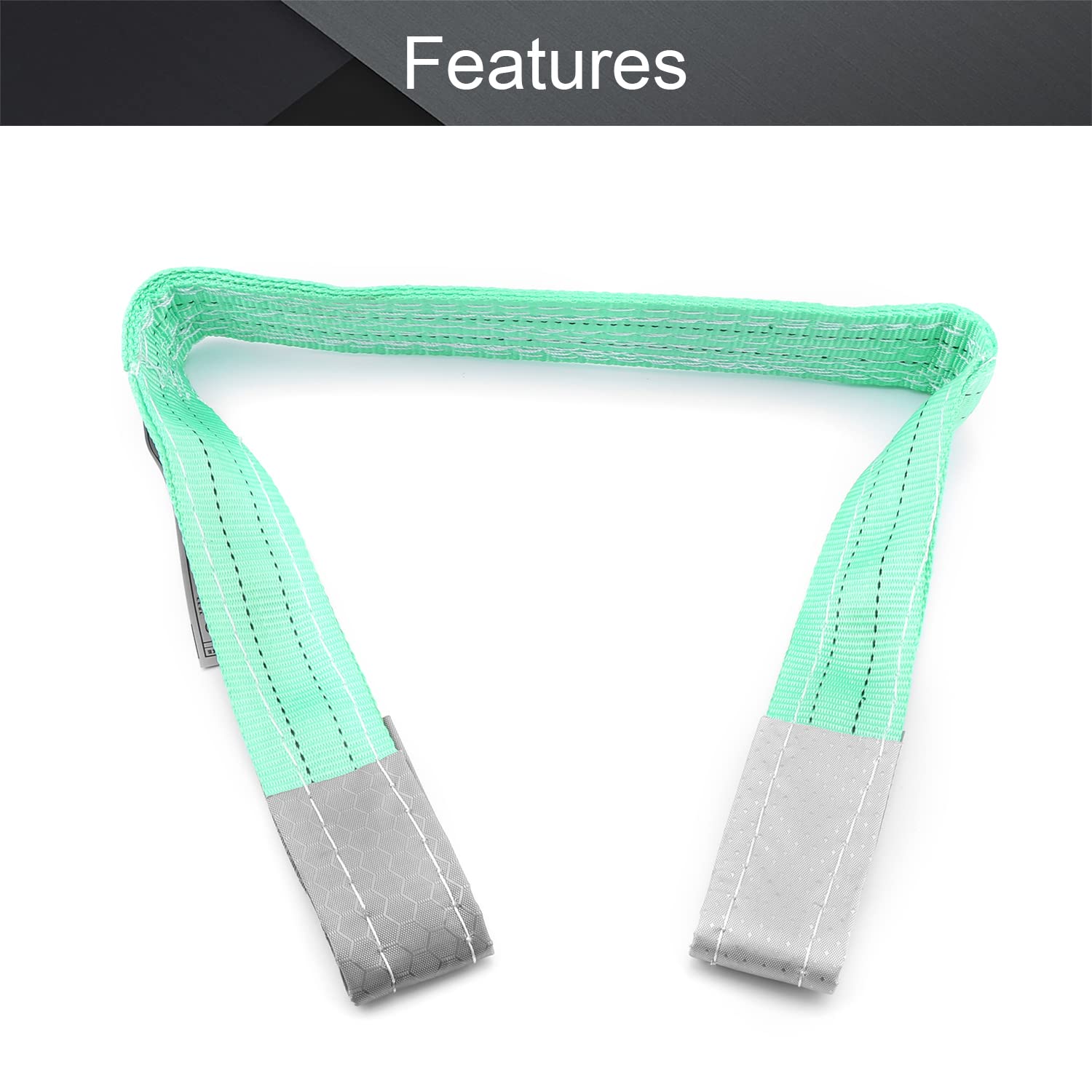 MroMax - Cinghia di sollevamento 5,1 cm x 1,0 m, capacità 1999,9 kg, per costruzione, sartiame, movimento traino, sollevamento, attrezzi da lavoro, colore: verde, 2 pezzi