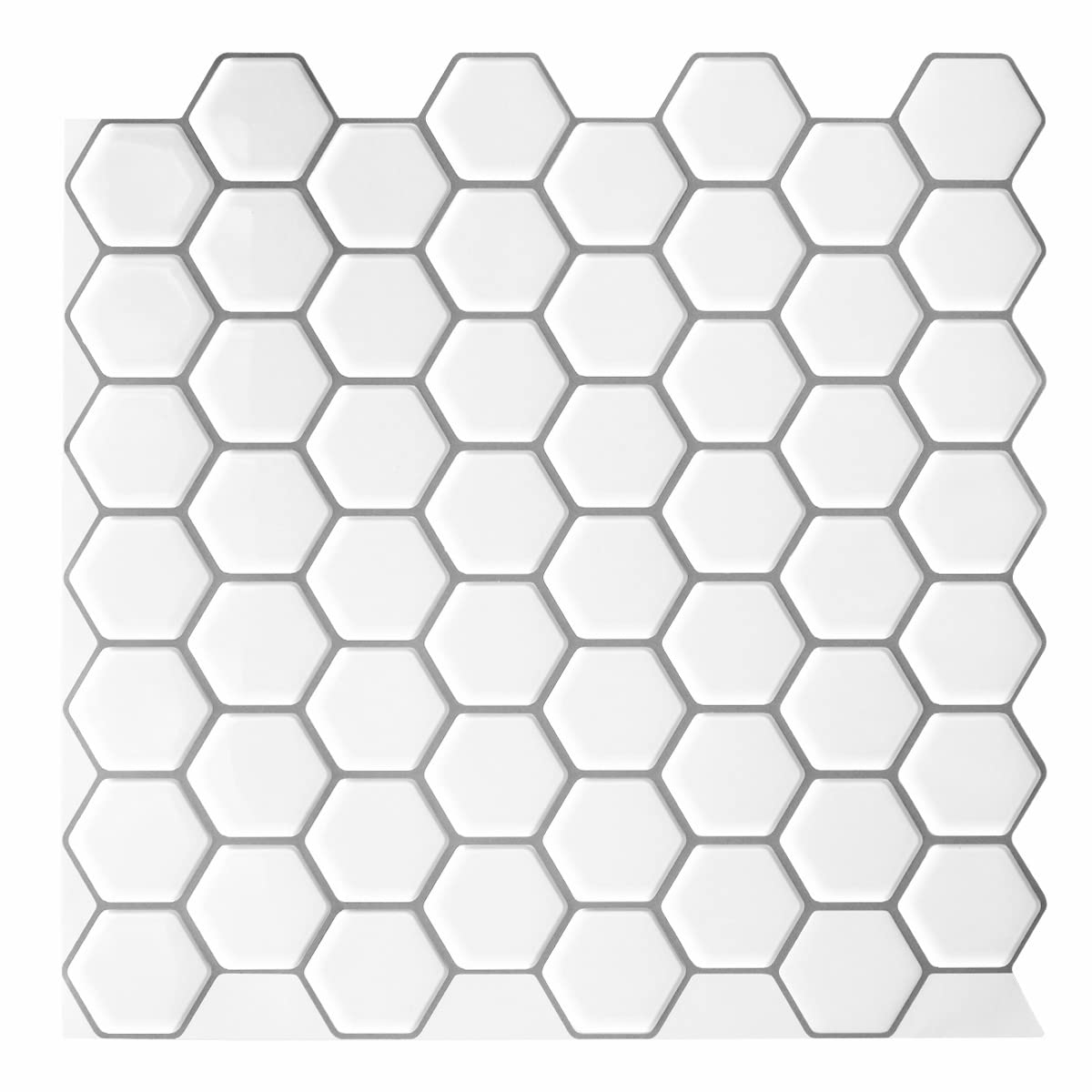 Peel and Stick Faux Ceramic Tile （Hexagon White 5Pack）for Kitchen, Bathroom, Car Camper - DIY Remodelling, Wall Decorations, No Grout Backsplash, Faux Smart Tile Marble, Easy Peel Stick