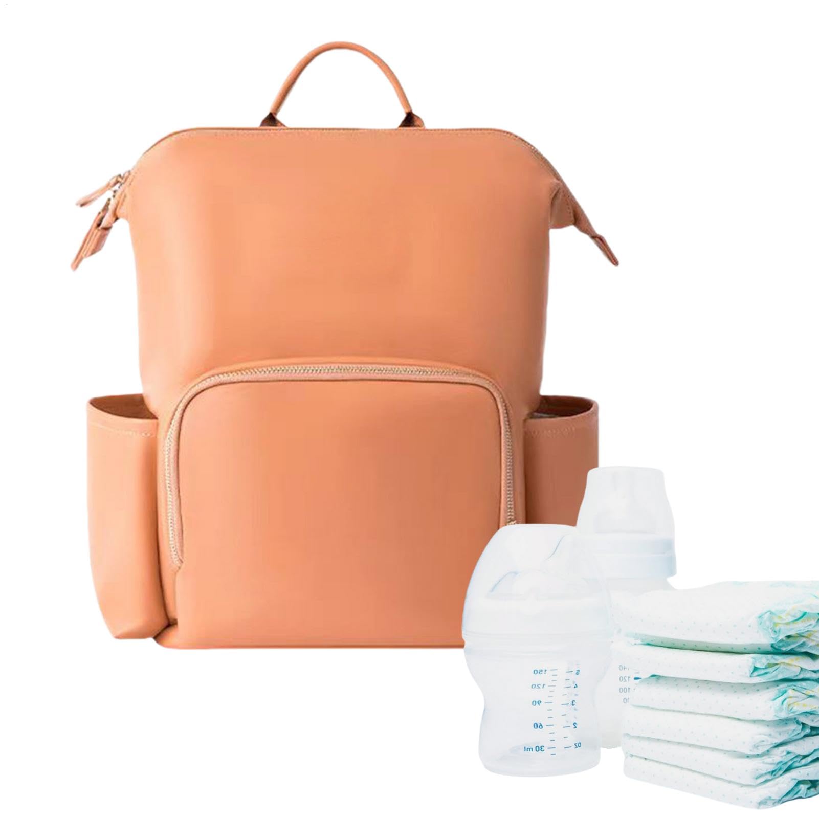 Mochila de cuero Boldia de pañales, mochila de bolsas de pañales de cuero