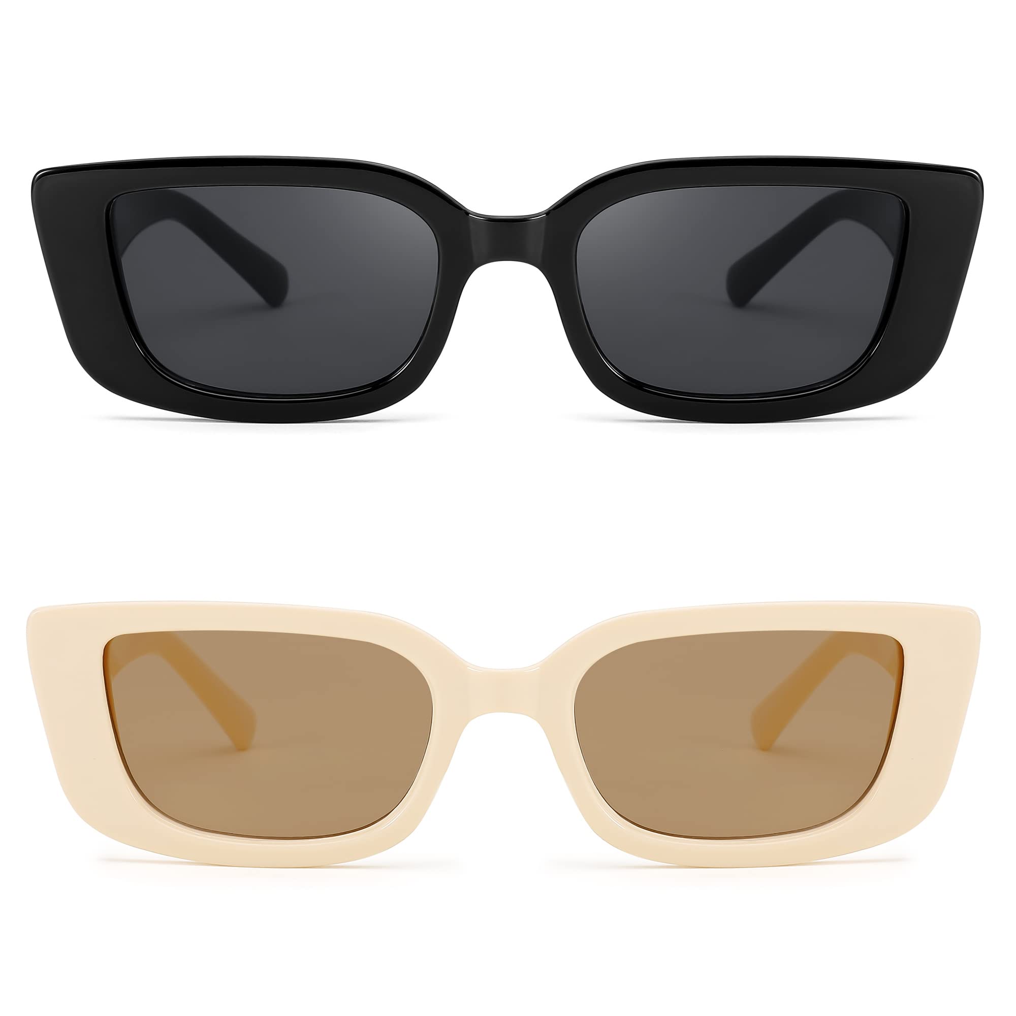 FEISEDY Small Rectangle Sunglasses for Women Men Vintage Trendy Y2K Rectangular Sunglasses B9066