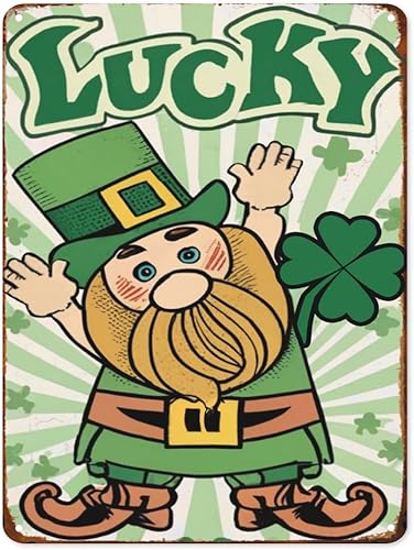 Miniatura 17 de Día de San Patricio, letrero de metal de la suerte, letrero de decoración de arte del día de San Patricio, decoración retro, letrero de metal, flor
