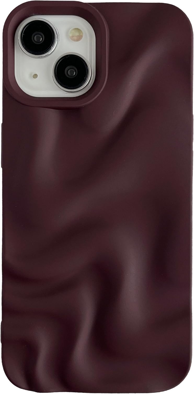 Caseative for iPhone 15 Case,Water Ripple Pattern Wave Phone Case (Wine Red)