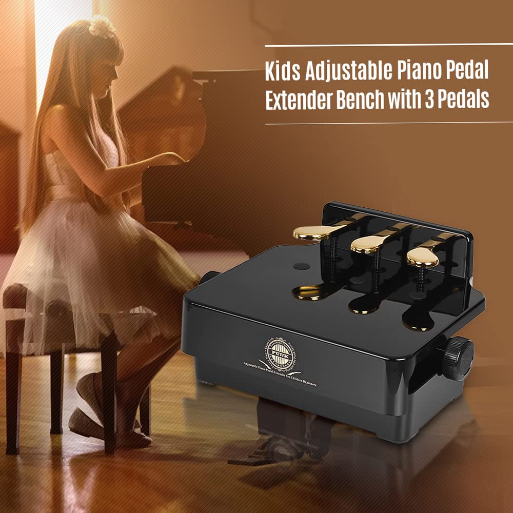Piano Pedal Extender, Piano Pedal Extender Bench for Kids Adjustable Height with 3 Pedals Children Piano Teaching Aid Accessory