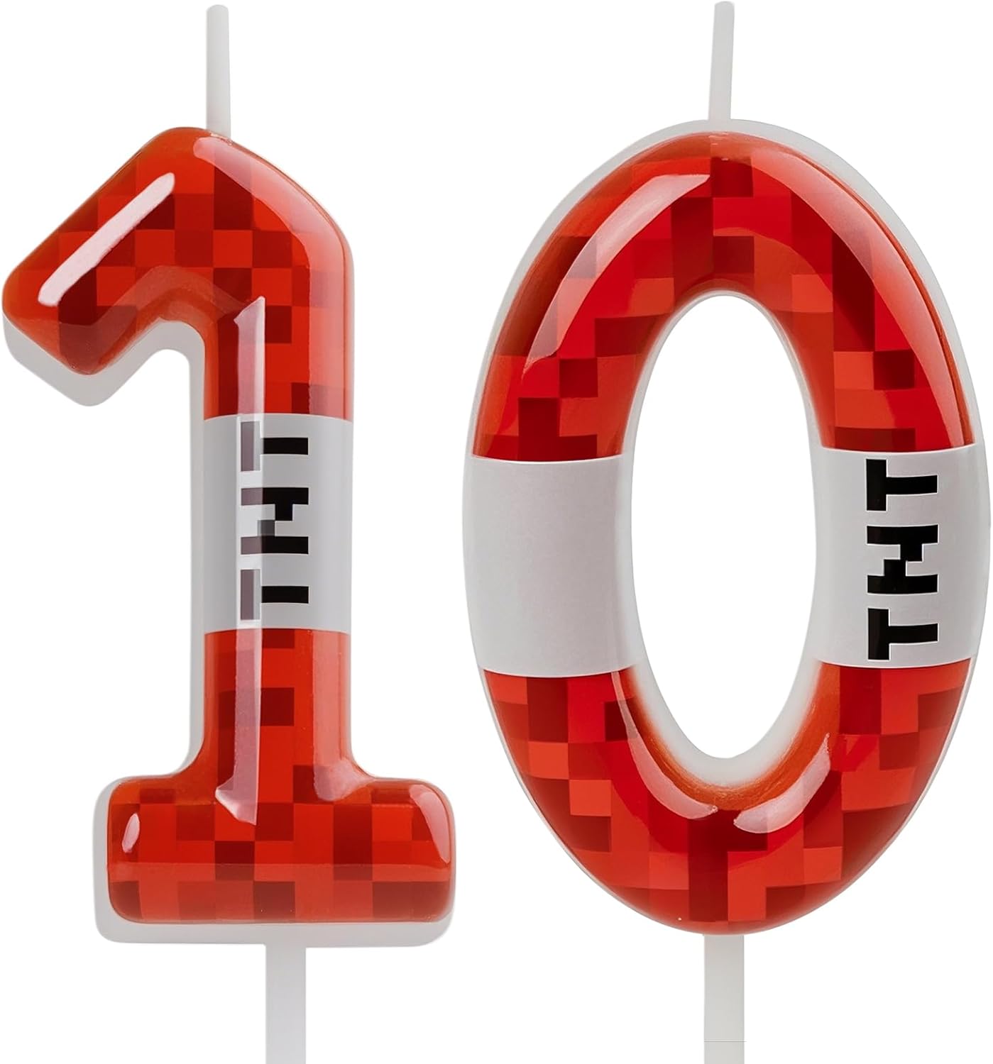 TNT Themed Birthday Candles for Cake,Red Number 10 Candle Pixel Birthday Cake Candles for Graduation Celebration Wedding Party Supplies Decoration TNT Themed Birthday Candles for Cake,Red Number 10 Candle Pixel Birthday Cake Candles for Graduation Celebration Wedding Party Supplies Decoration